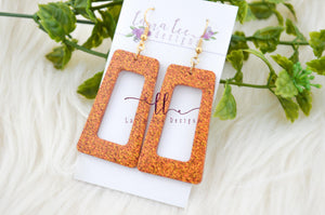 Rectangle Resin Earrings || Pumpkin Spice Glitter