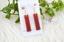 Bar Drop Resin Earrings || Maroon