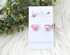 Heart Stud Earrings || Shades of Pink