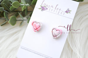 Heart Stud Earrings || Shades of Pink