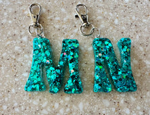 Letter Keychain || Chunky Turquoise Glitter