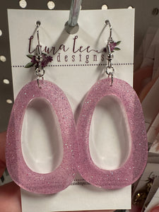 Fat Teardrop Resin Earrings || Neon Purple Glitter