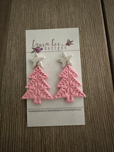 Star Stud Christmas Tree Clay Earrings || Pink || Made to Order