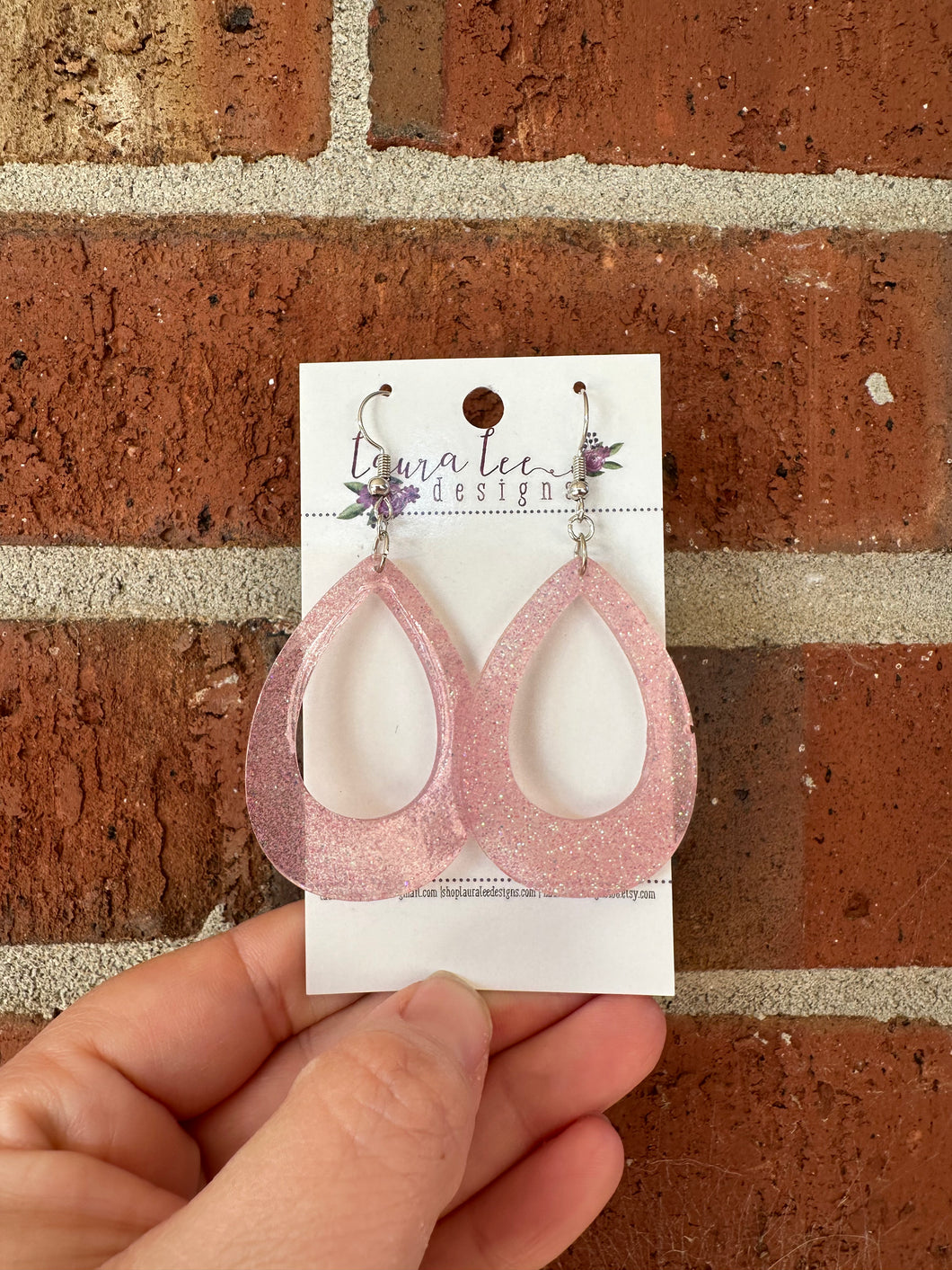 Teardrop Resin Earrings || Neon Purple Glitter