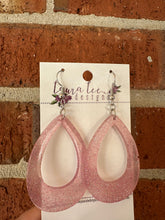 Teardrop Resin Earrings || Neon Purple Glitter