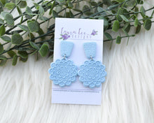 Mandala Clay Earrings || Light Blue || Made to Order