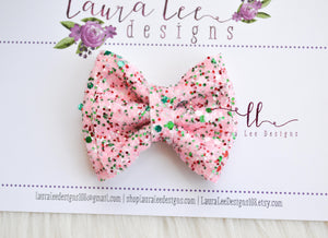 Mini Millie Bow Style || Pink Christmas Glitter || Clip Only