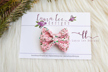 Mini Millie Bow Style || Pink Christmas Glitter || Clip Only