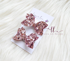 Pippy Style Pigtail Bow Set || Pinkalicious Chunky Glitter