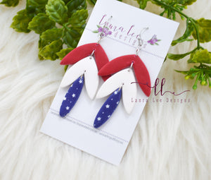 Cassie Clay Earrings || Red, White, Blue
