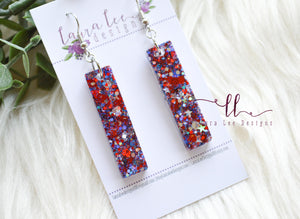 Bar Drop Resin Earrings || USA Glitter