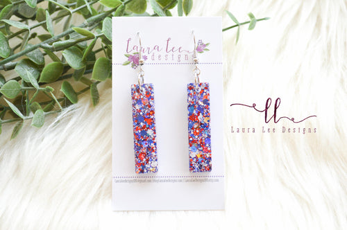 Bar Drop Resin Earrings || America Glitter