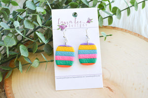 Angel Square Clay Earrings || Summer Stripes