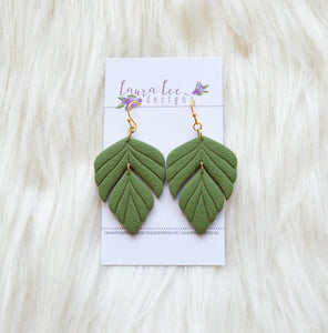 Penelope Clay Earrings || Military Green || Made to Order