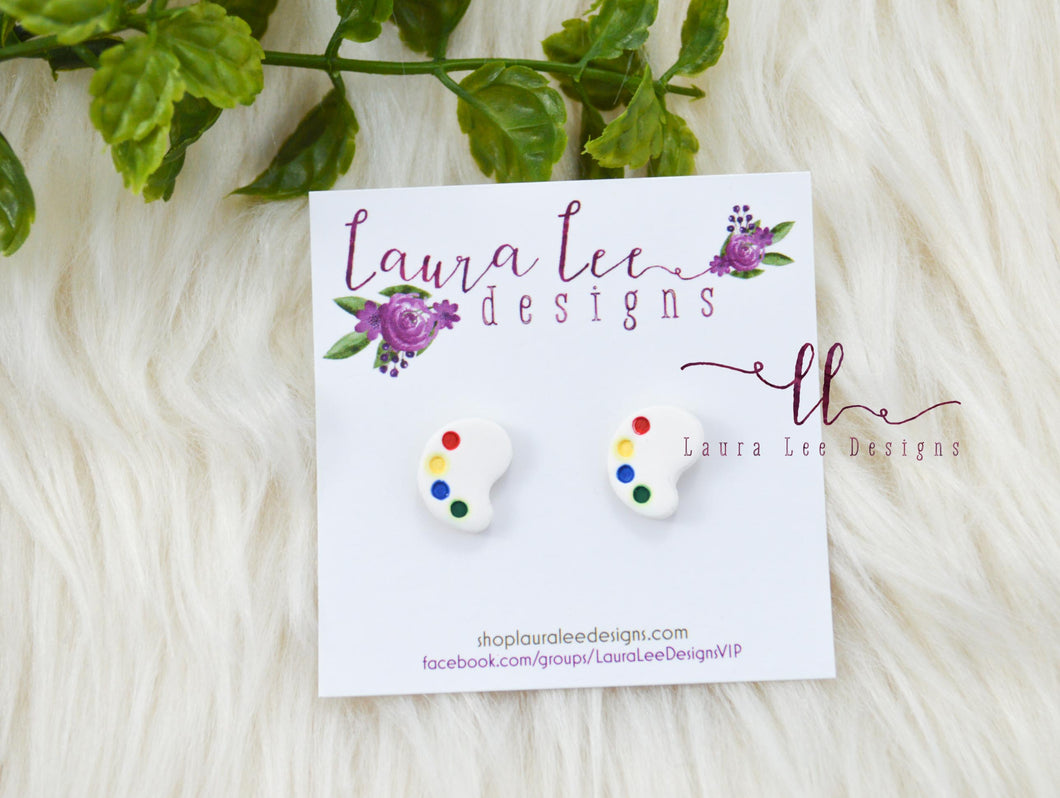 Clay Stud Earrings || Art Palette || Made to Order