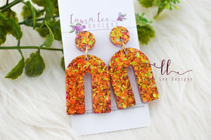 Stud Arch Resin Earrings || Autumn Leaves Glitter