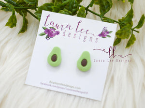 Clay Stud Earrings || Avocados || Made to Order