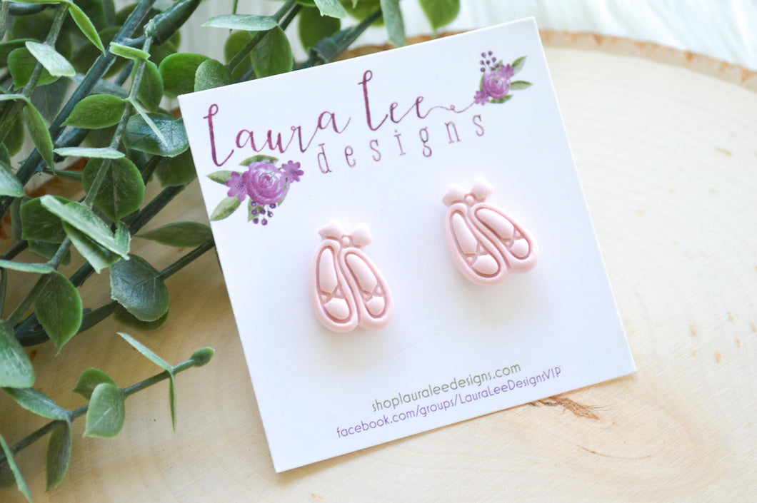 Clay Stud Earrings || Ballet Slippers || Made to Order