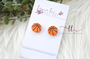 Round Clay Stud Earrings || Basketballs