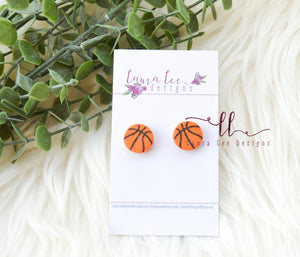 Round Clay Stud Earrings || Basketballs