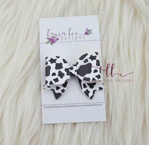 Bitty Style Bow || Cow Print Vegan Leather