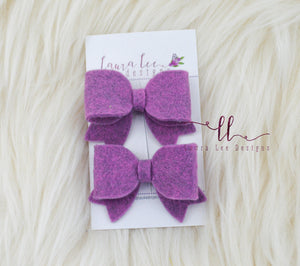 Bitty Piggy Bow Set || Hydrangea Purple Felt