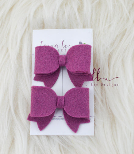 Bitty Piggy Bow Set || Mulberry Purple Felt