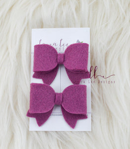 Bitty Piggy Bow Set || Mulberry Purple Felt