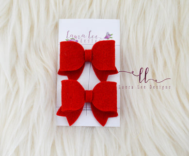 Bitty Piggy Bow Set || Red Felt