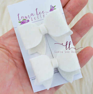 Bitty Piggy Bow Set || White Felt