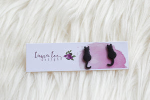 Clay Cats Stud Earrings || Black || Made to Order