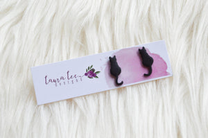 Clay Cats Stud Earrings || Black || Made to Order