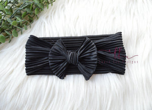 Small Julia Bow Headwrap || Black Crinkle