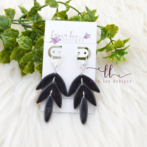 Cassie Clay Earrings || Black Glitter