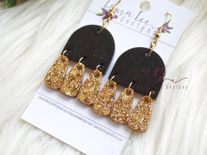 Resin Earrings || Gold and Black