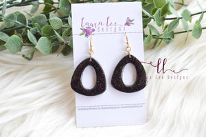 Veronica Clay Earrings || Black and Gold Glitter