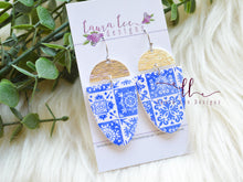 Bluebell Clay Earrings || Blue and White Tiles