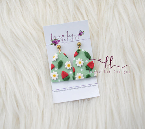 Bluebell Arch Clay Earrings || Strawberry Floral
