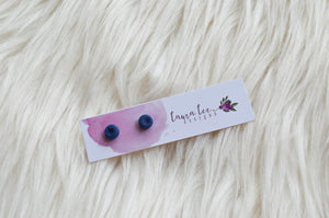 Clay Stud Earrings || Mini Blueberries || Made to order