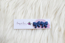 Bow Clay Stud Earrings || Navy Blue || Made to Order