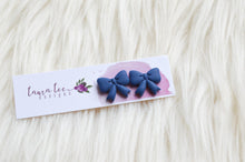 Bow Clay Stud Earrings || Navy Blue || Made to Order
