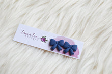 Bow Clay Stud Earrings || Navy Blue || Made to Order