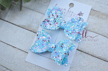 Pippy Style Pigtail Bow Set || Blue Butterfly Glitter