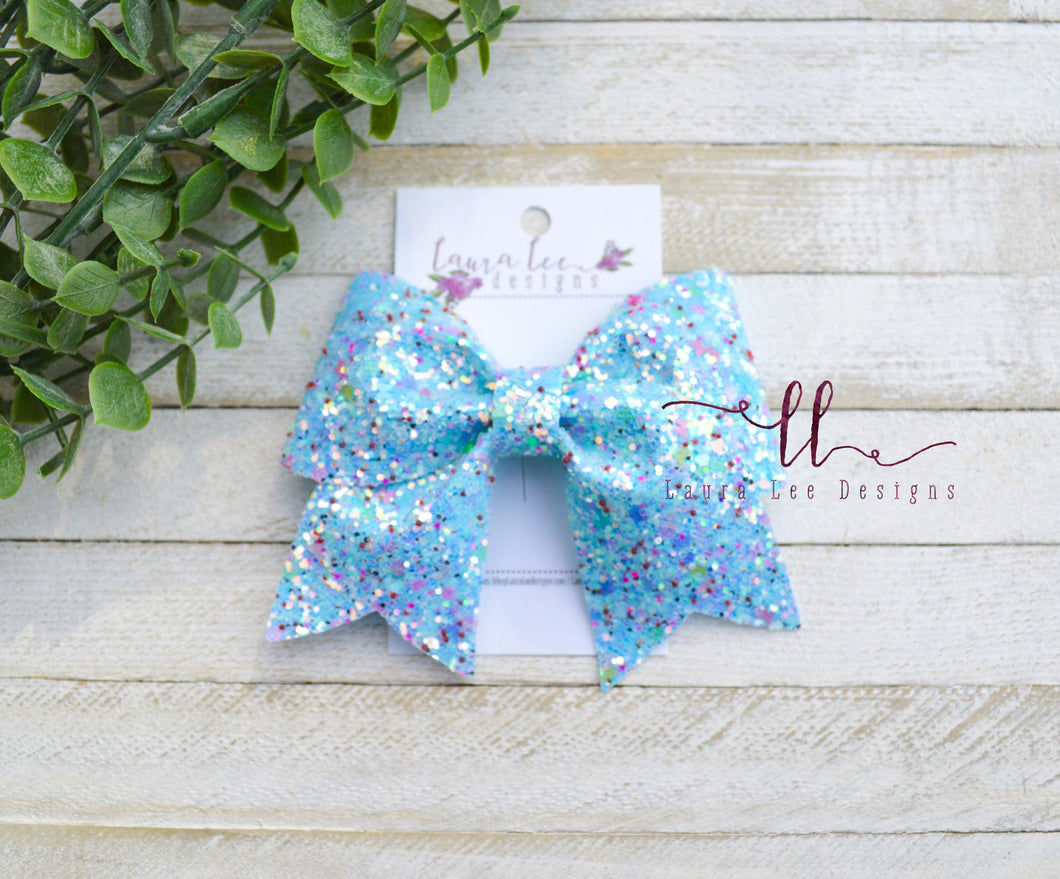 Large Missy Bow || Blue Butterfly Glitter