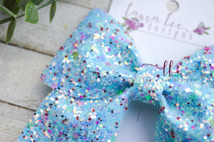 Large Missy Bow || Blue Butterfly Glitter