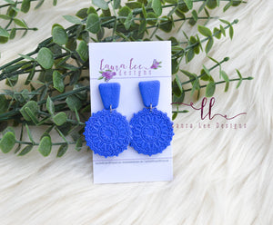 Mandala Clay Earrings || Cobalt Blue || Made to Order