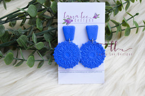 Mandala Clay Earrings || Cobalt Blue || Made to Order