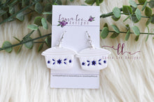 Vintage Dishes Clay Earrings || Blue || Made to Order