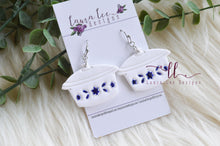 Vintage Dishes Clay Earrings || Blue || Made to Order