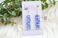 Small Clay Bar Drop Earrings || Blue and White || Made to Order
